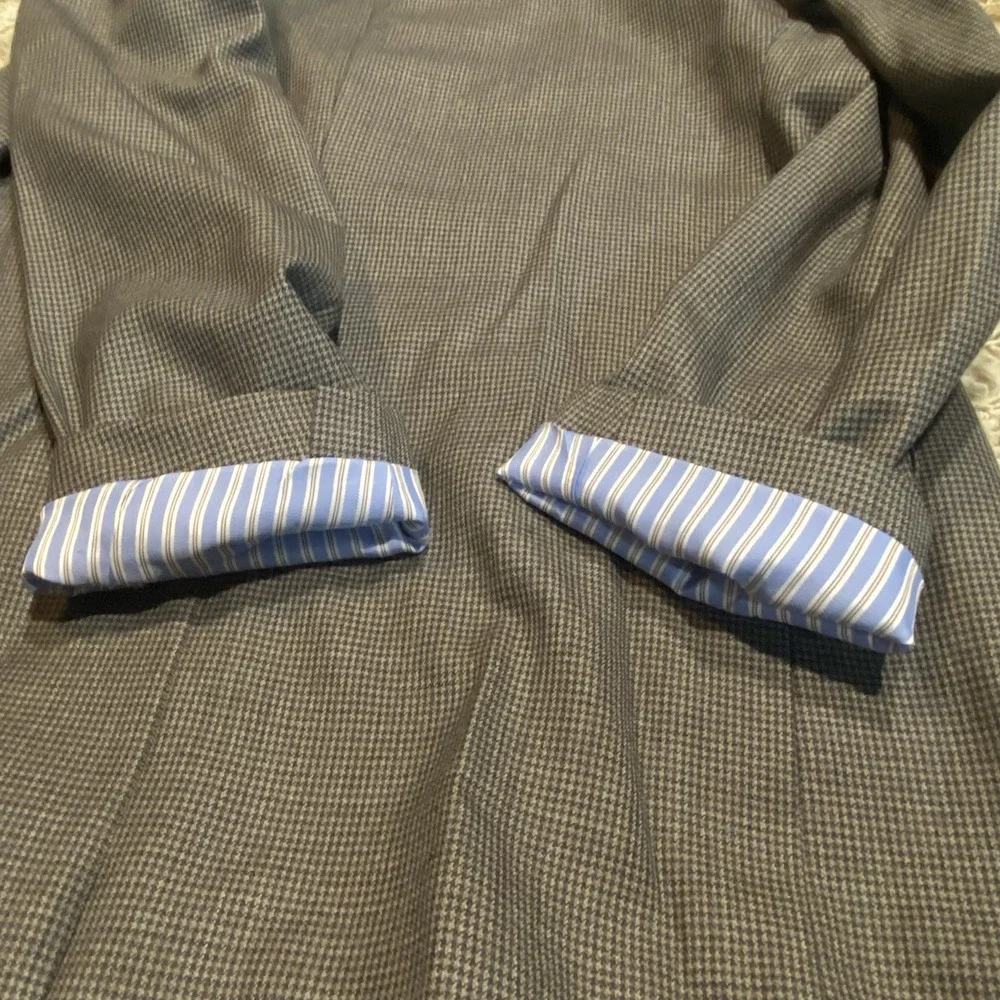 Joseph Feiss‎ Mens Sport Coat 44R Houndstooth Wool Blazer Gray Grandpa Aesthetic